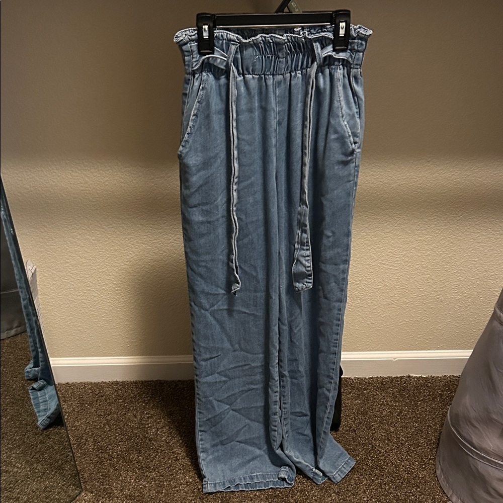 Light Blue Wide Leg Denim Pants